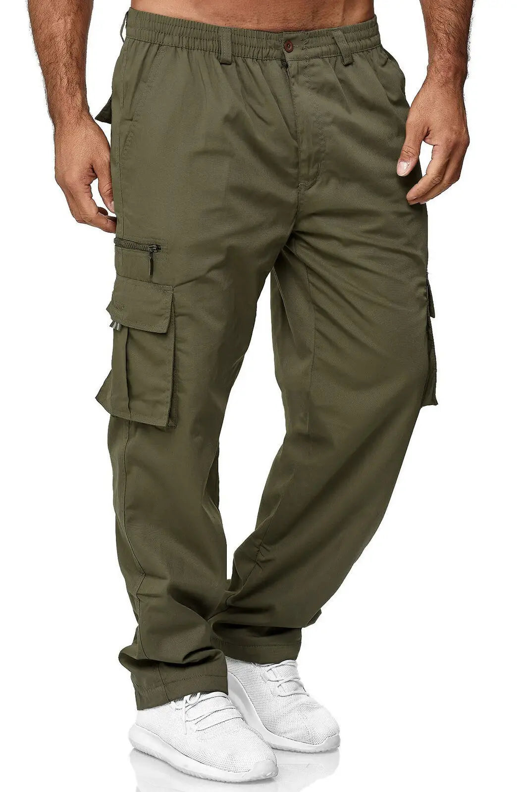 Men's Casual Knitted Jogger Pants with Optional Zip Pockets – Solid Color Sweatpants