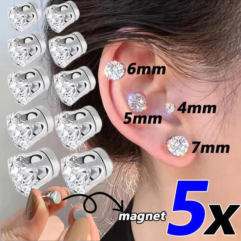 6-Prong Magnetic Clip-On Crystal Earrings – No Piercing, Adjustable Size