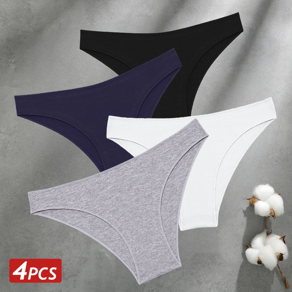 Women's 4-Pack Seamless Cotton Briefs | Low-Rise Breathable Stretch Underwear M-XXL