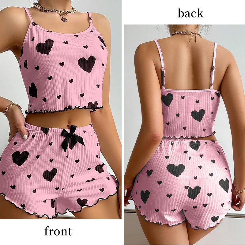 Women's 2-Piece Pajama Set – Tank Top & Shorts | Soft, Stretchy Sleepwear
