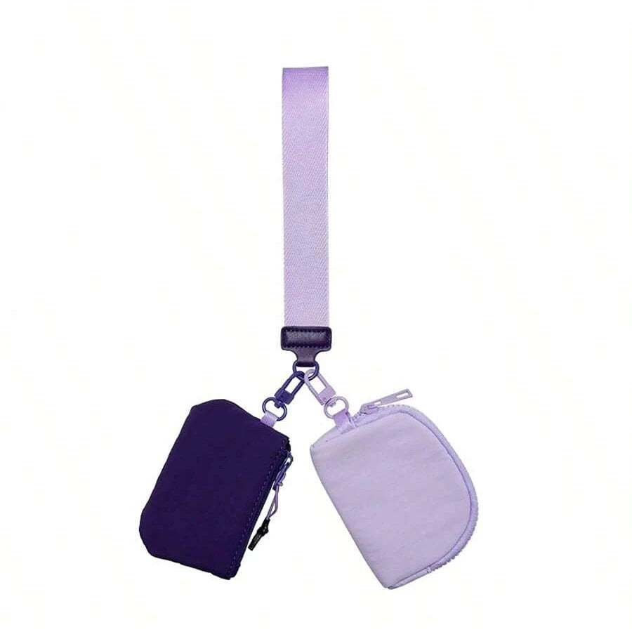 2-Piece Nylon Wrist Bag & Coin Purse Set — Waterproof Sporty Wallet with Keychain Bag & Card Case