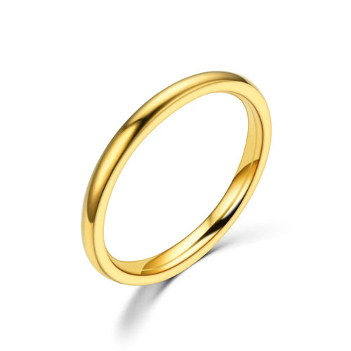 Anillos de acero inoxidable finos de 2mm chapados en oro rosa, anillos de moda sencillos de acero de titanio para mujeres y niñas, regalos