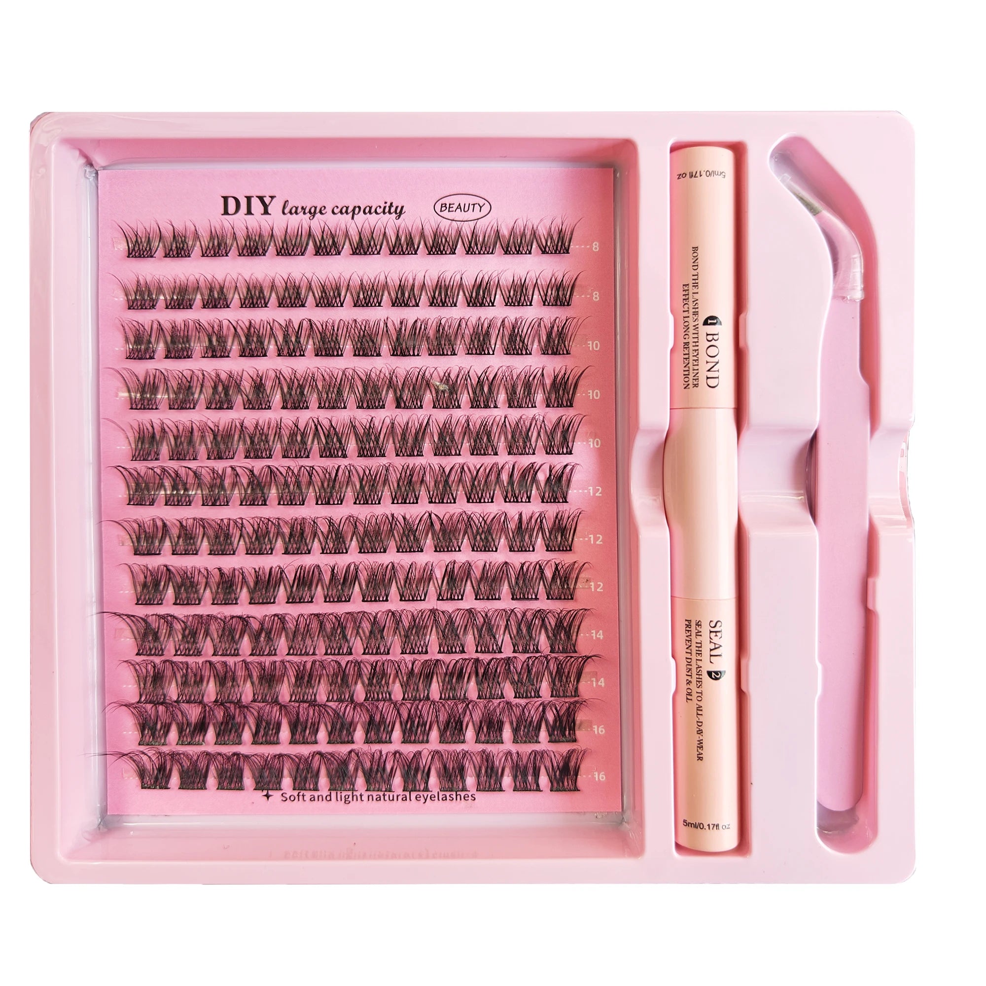 DIY Cluster Lash Kit – Individual Eyelash Extensions with Bond, Seal & Tweezers