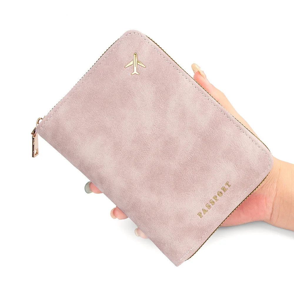 New Blocking Passport Wallet with Zipper Thickened PU Anti-Theft Travel Organizer Slim Card Holder Storage Bag Travel Essentials