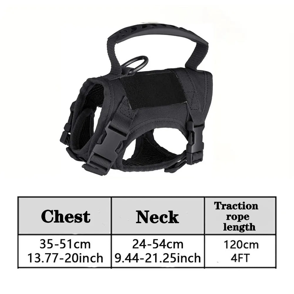 Arnés Táctico para Perros y Gatos con Correa – Chaleco de Malla Suave Ajustable con Asa