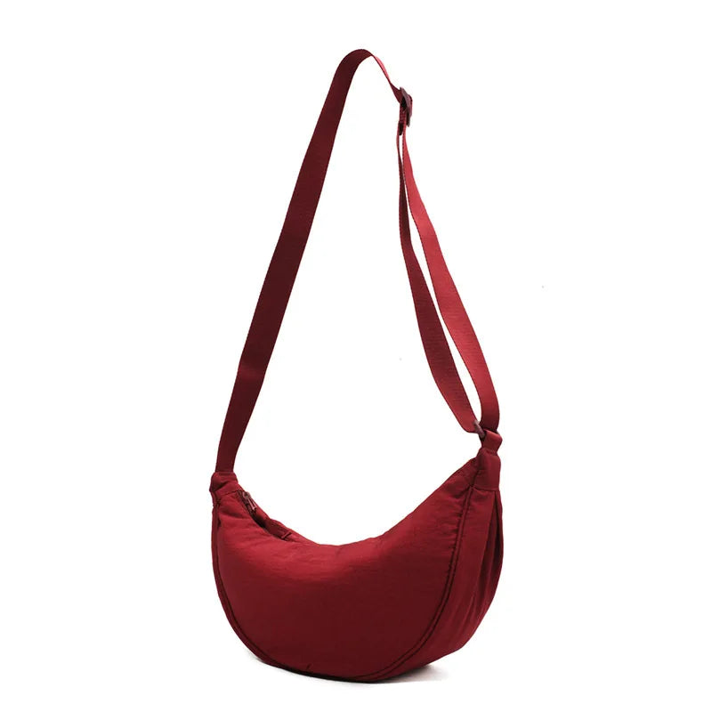 Nylon Padded Crossbody Shoulder Bag — Lightweight Travel Messenger Bag for Women