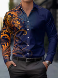 Men's Floral Print Dress Shirt - Long Sleeve Button-Up (S-5XL)