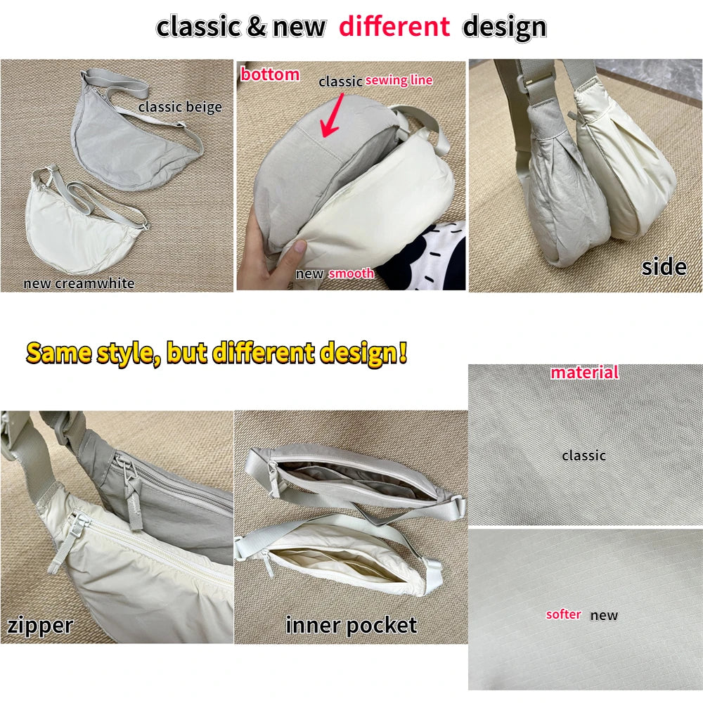 Nylon Padded Crossbody Shoulder Bag — Lightweight Travel Messenger Bag for Women