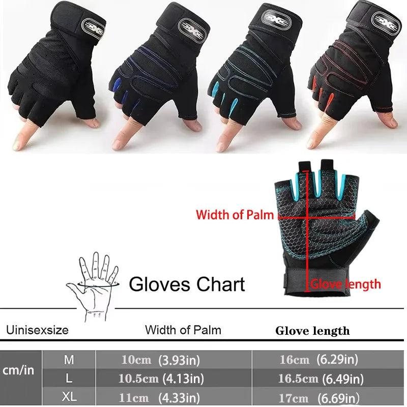 Guantes de gimnasio para hombres y mujeres, guantes de levantamiento de pesas con muñequera, para fitness, culturismo, entrenamiento, deportes, ejercicio, ciclismo, a prueba de golpes