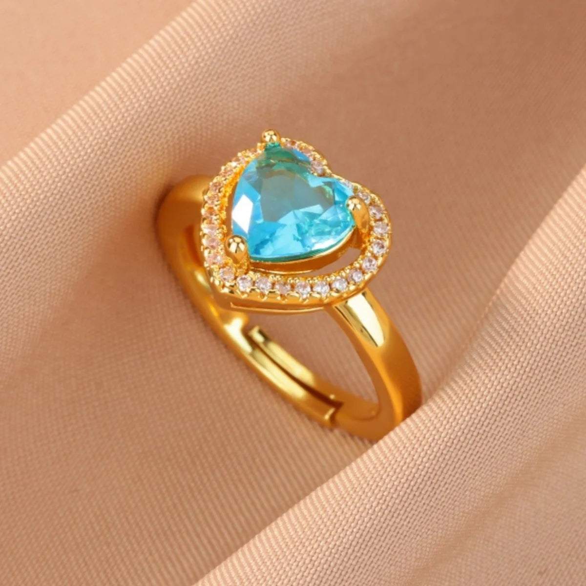 Anillo Abierto de Circonita Cúbica de Colores | Acero Inoxidable Bañado en Oro de 18K | Estilo Boho Vintage | Regalo para Mujer