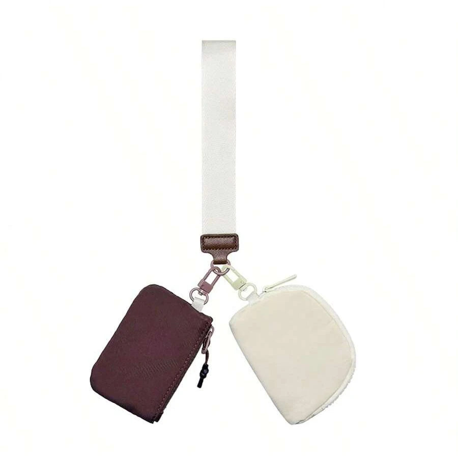2-Piece Nylon Wrist Bag & Coin Purse Set — Waterproof Sporty Wallet with Keychain Bag & Card Case
