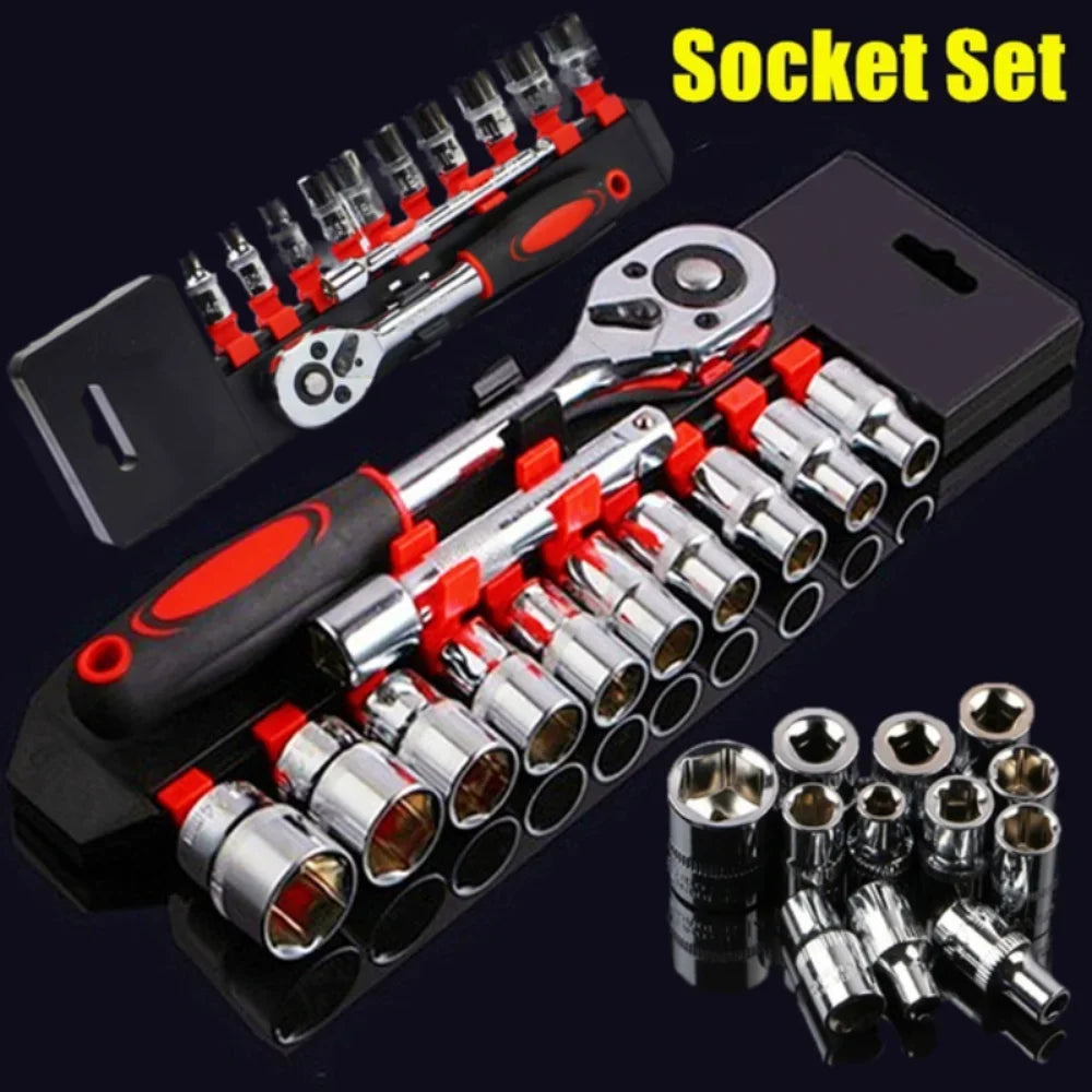 12-Piece Ratchet Wrench Socket Set – Metric, Chrome Plated, for Car, Bike & Motorcycle Repair