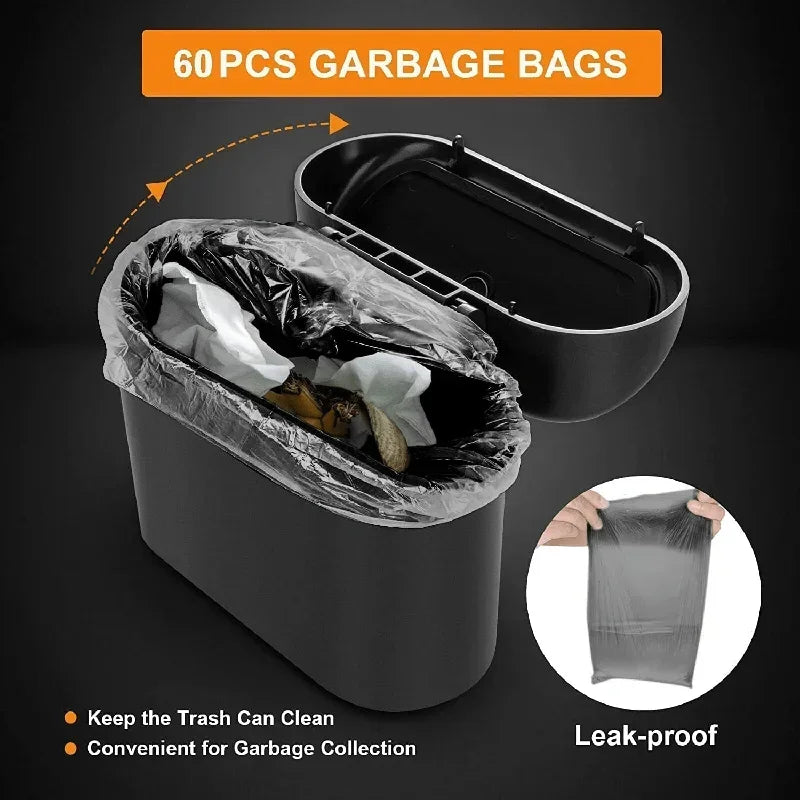 Car Trash Can with Lid – Mini Leak-Proof Bin with Garbage Bags