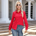 Women's Button Chiffon Blouse - Turn-Down Collar (S-XXXL)