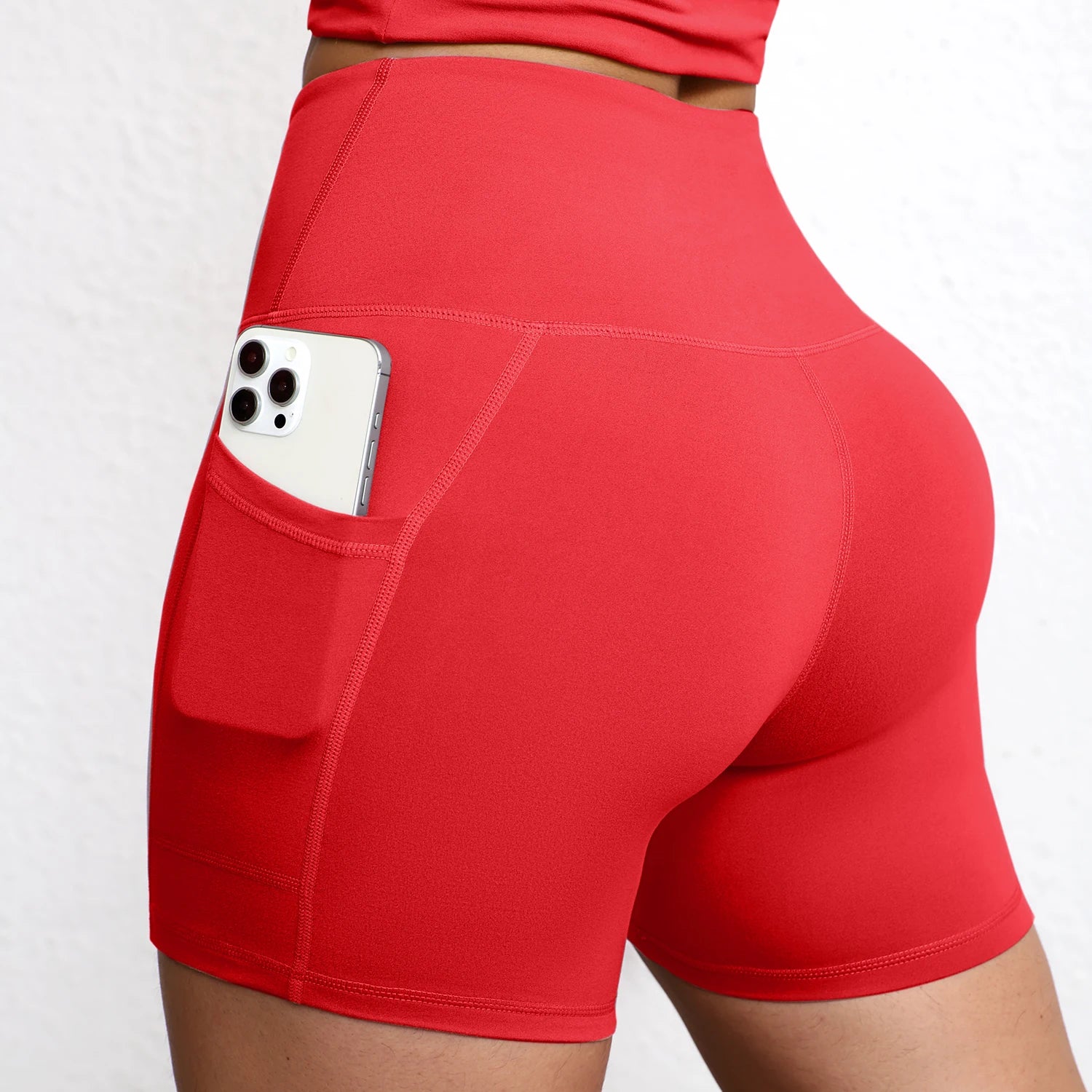 Women's High-Waist Yoga Shorts with Pockets | Quick-Dry Gym Workout Shorts S-XL