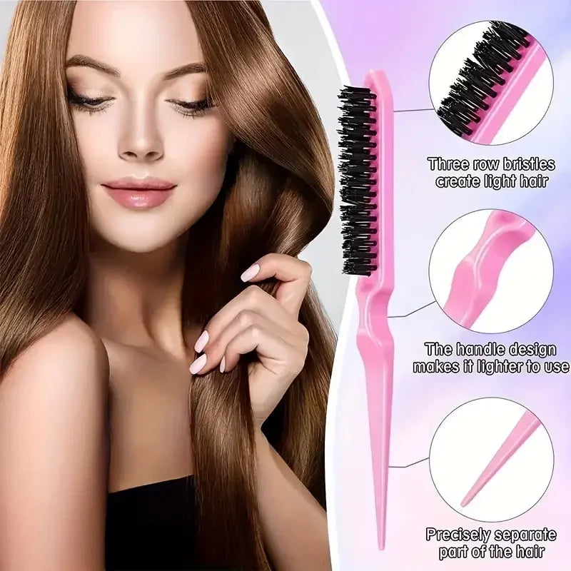 6-Piece Hair Brush & Styling Set – Braiding, Teasing, Edge Control & More
