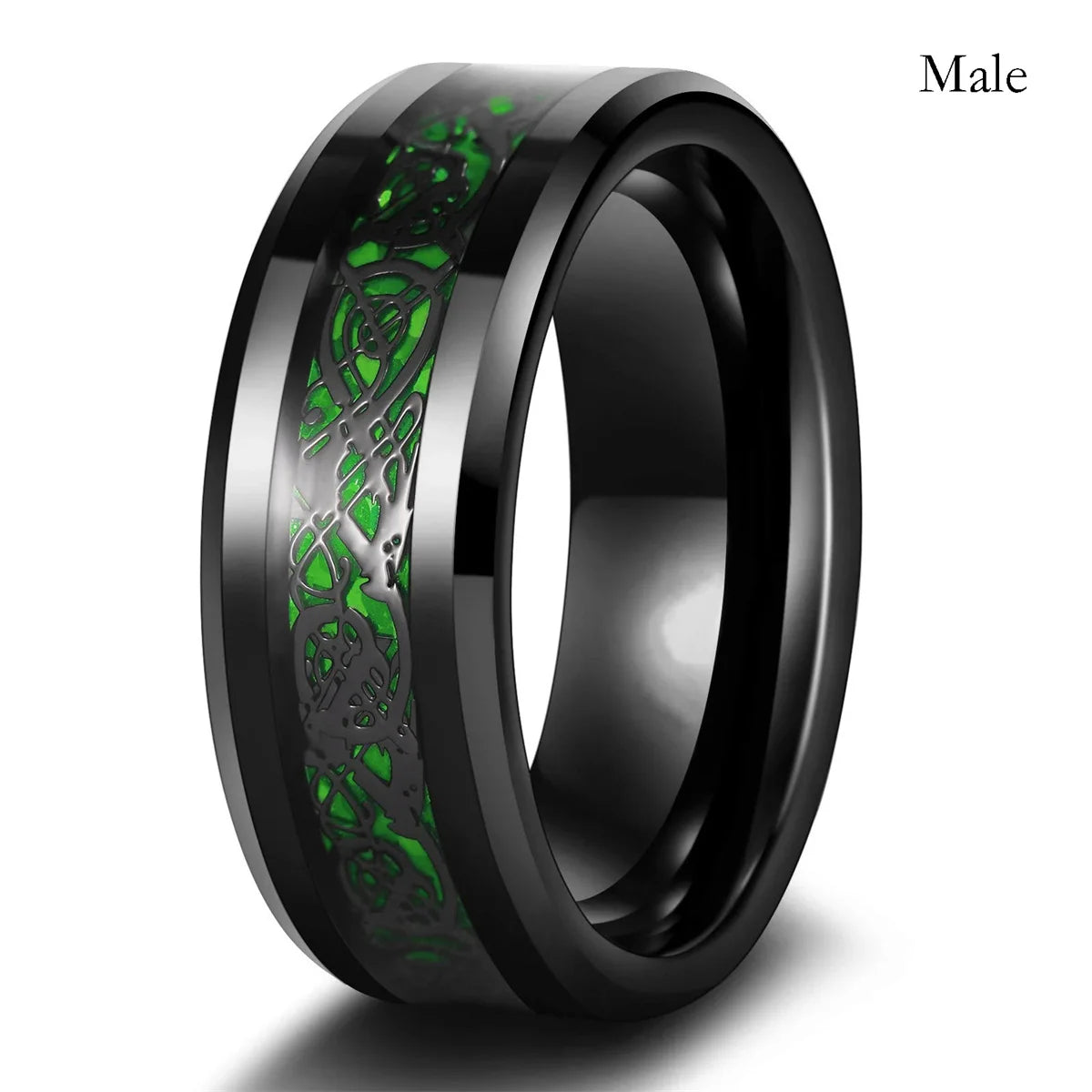 Conjunto de anillos de pareja con corazón de diamantes de imitación y dragón celta | Joyería de boda y aniversario para él y para ella