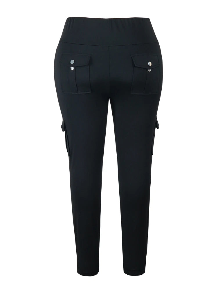 Plus Size Women's Butt Lift Leggings with Flap Pockets Women's Workout Leggings All Season All Season Casual Best Choice