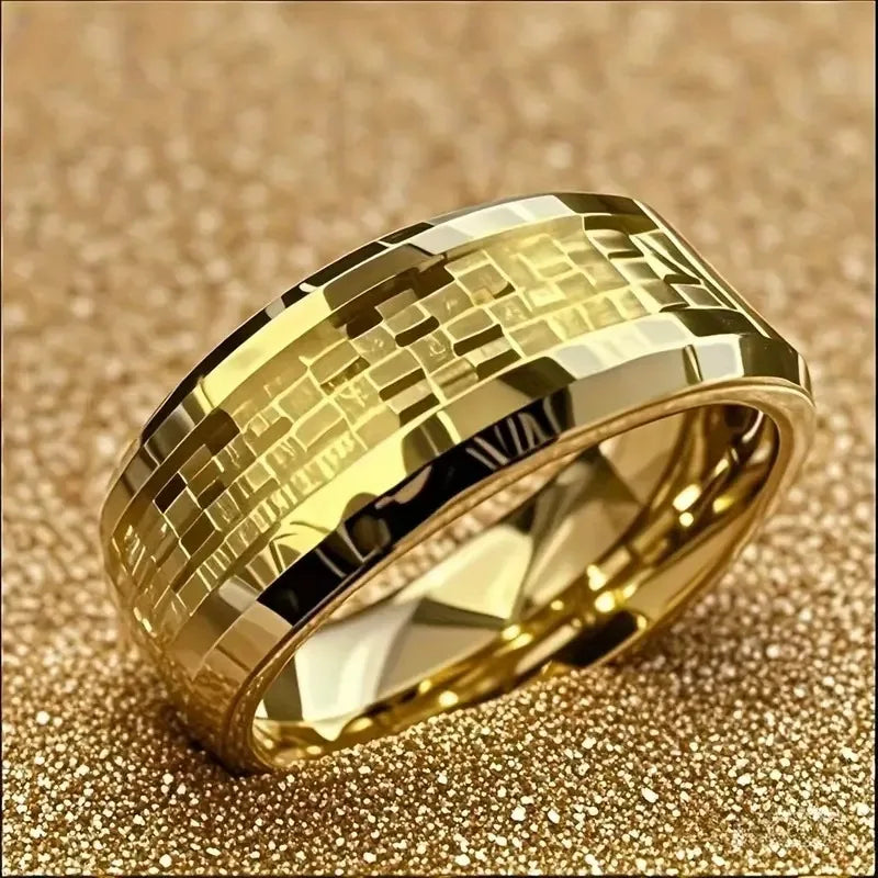 Anillo de acero inoxidable ciberpunk de 8 mm | Joyería gótica punk rockera para hombres y mujeres