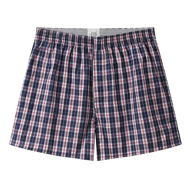 Men's Cotton Plaid Boxer Shorts – Casual Elastic Waistband Underwear