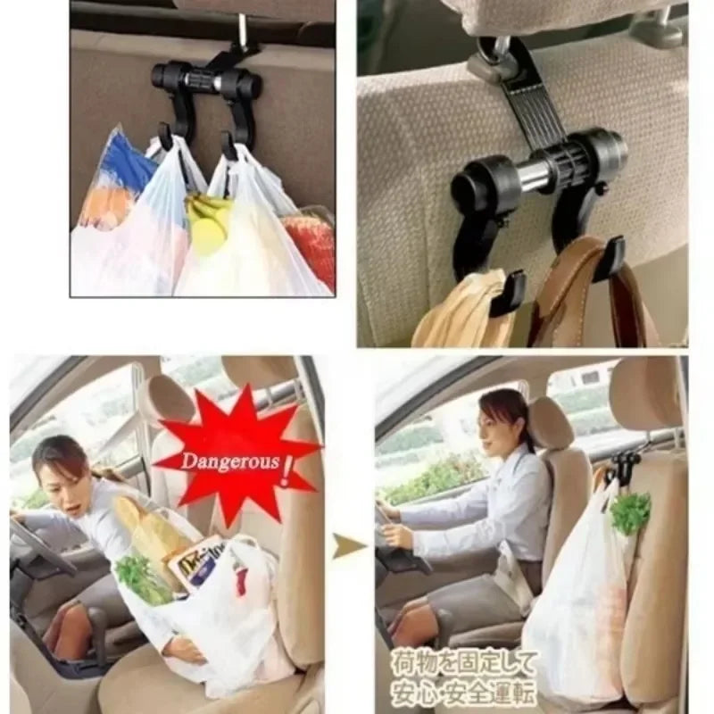 Car Seat Back Storage Hooks – Universal Headrest Hanger & Bag Holder | 2-Pack