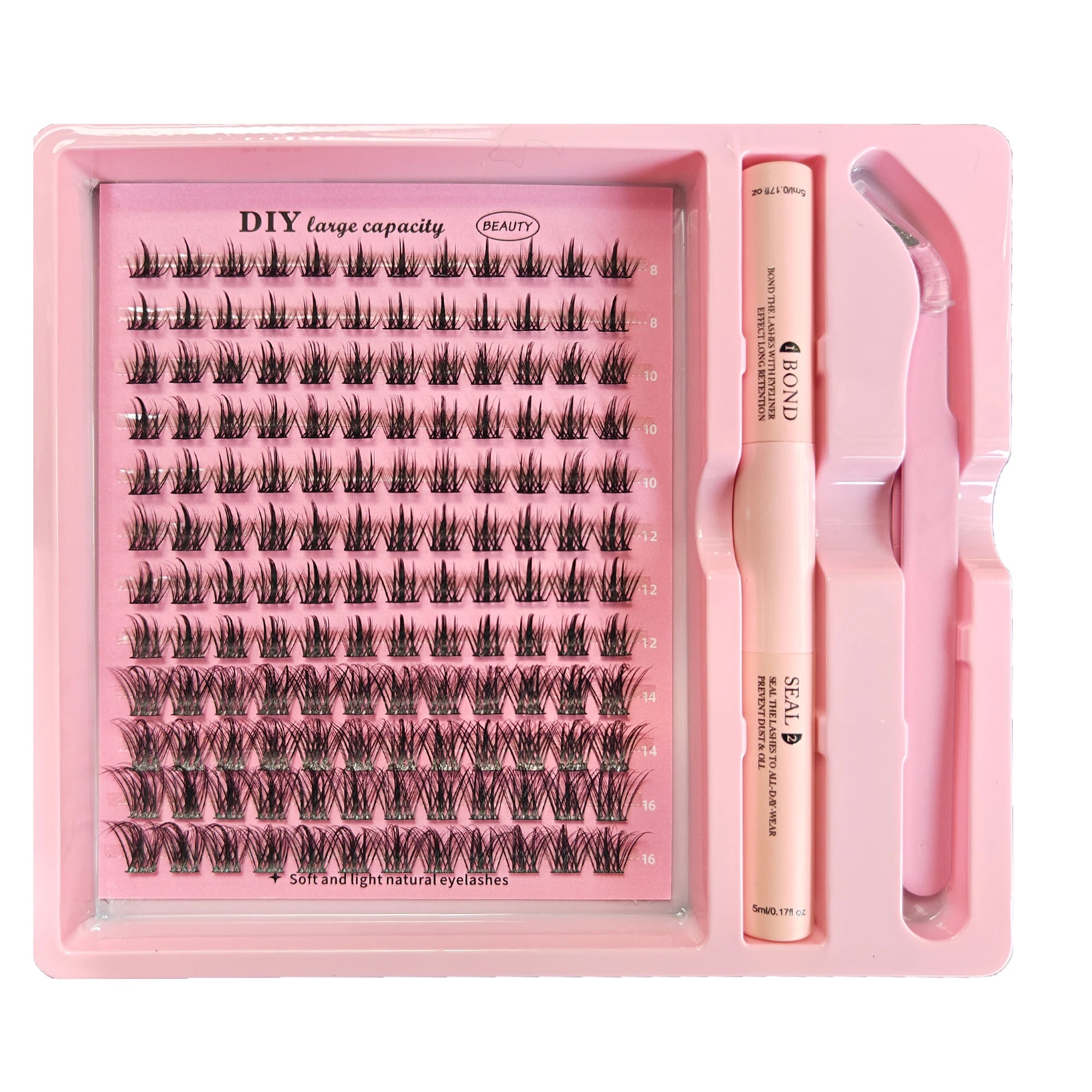 DIY Cluster Lash Kit – Individual Eyelash Extensions with Bond, Seal & Tweezers