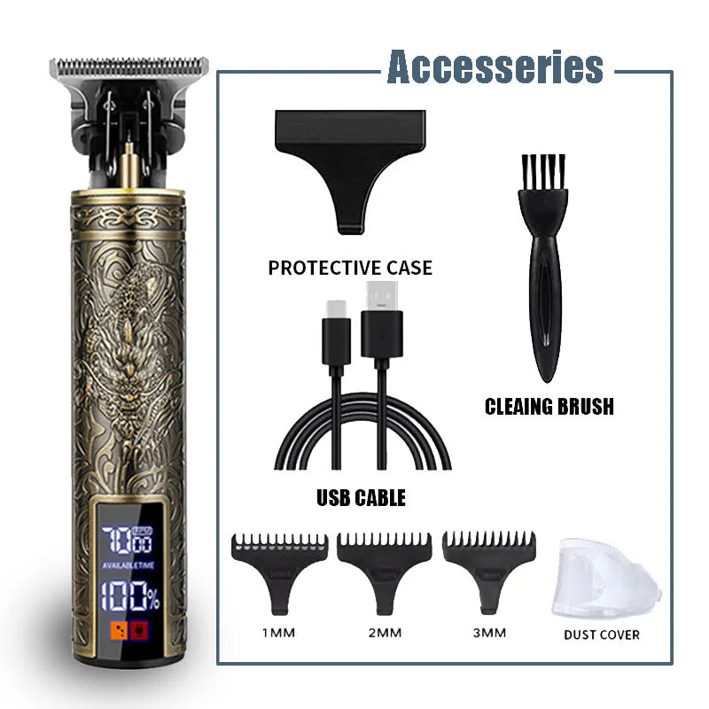 Professional USB Electric Hair Trimmer – 0mm Bald Fade, Cordless
