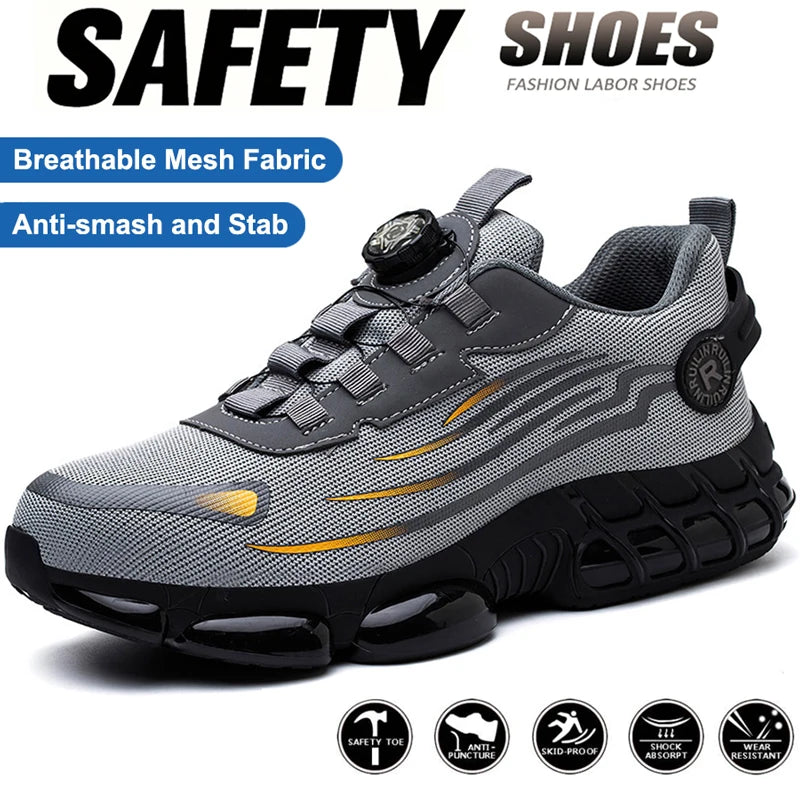 Unisex Steel Toe Safety Sneaker – Anti-Puncture Work Shoe with Air Cushion Sole