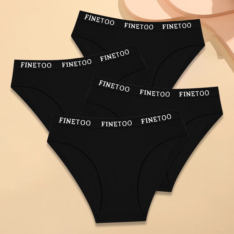 Women's 4-Pack Cotton Striped Briefs | Low-Rise Breathable Underwear M-XXL