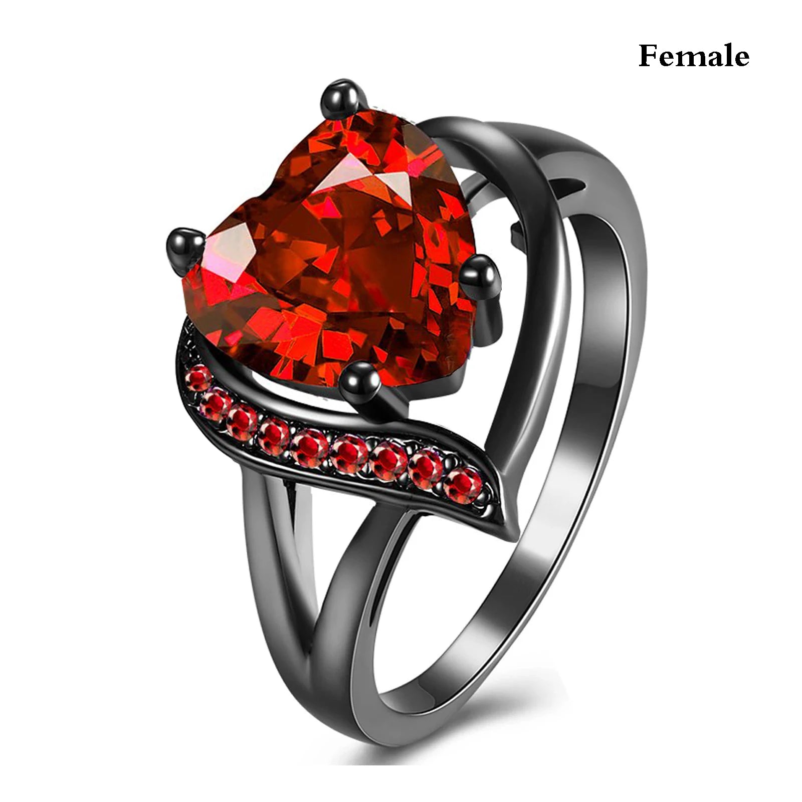 Conjunto de anillos de pareja con corazón de diamantes de imitación y dragón celta | Joyería de boda y aniversario para él y para ella