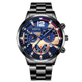 Men's Stainless Steel Quartz Watch – Chronograph-Style Dial with Calendar