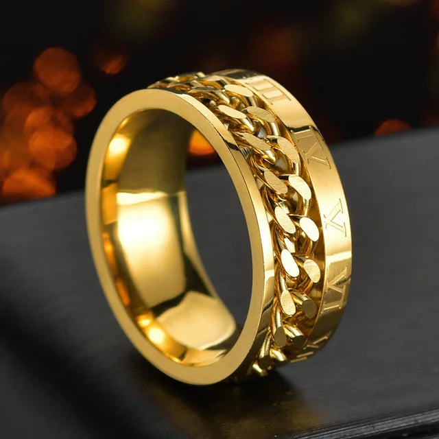 Anillo giratorio de acero inoxidable | Diseño punk de cadena giratoria | Unisex
