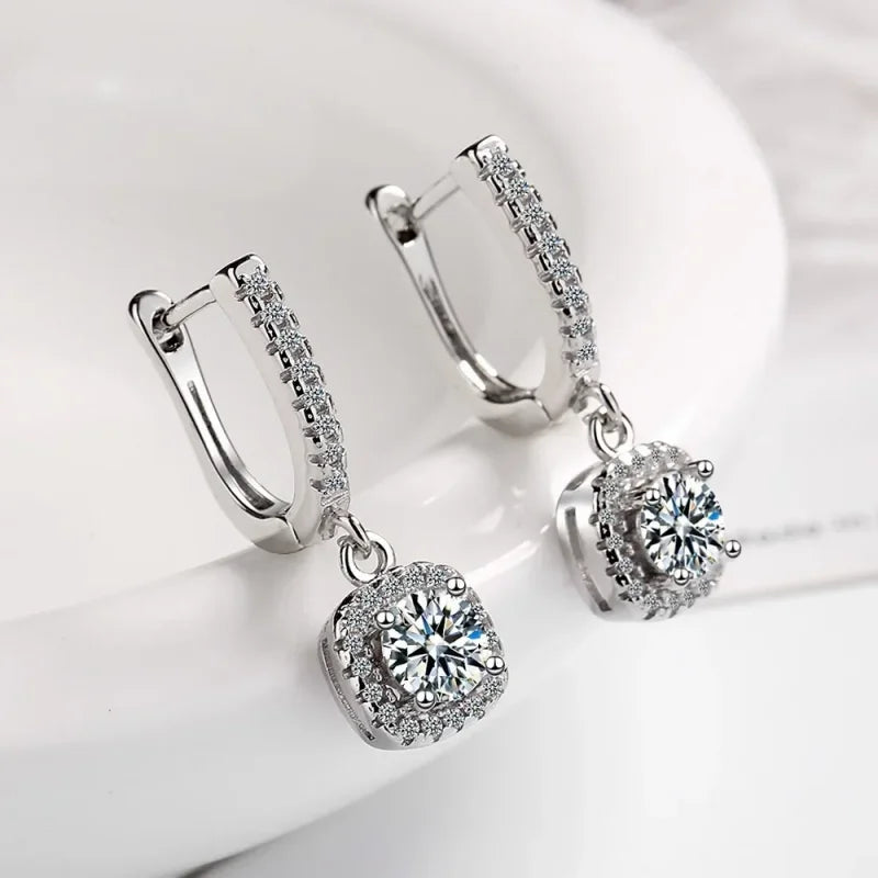 2CT Moissanite Huggie Hoop Earrings – 925 Sterling Silver Lab Diamond