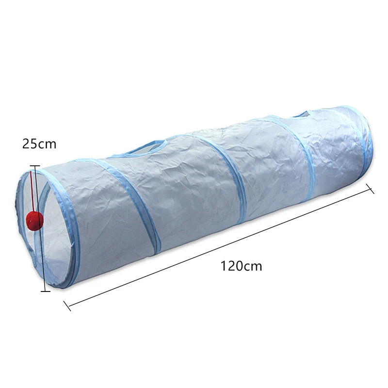 3-Way Foldable Cat Tunnel Tube Toy with Peep Hole – Interactive Kitten Play Tunnel