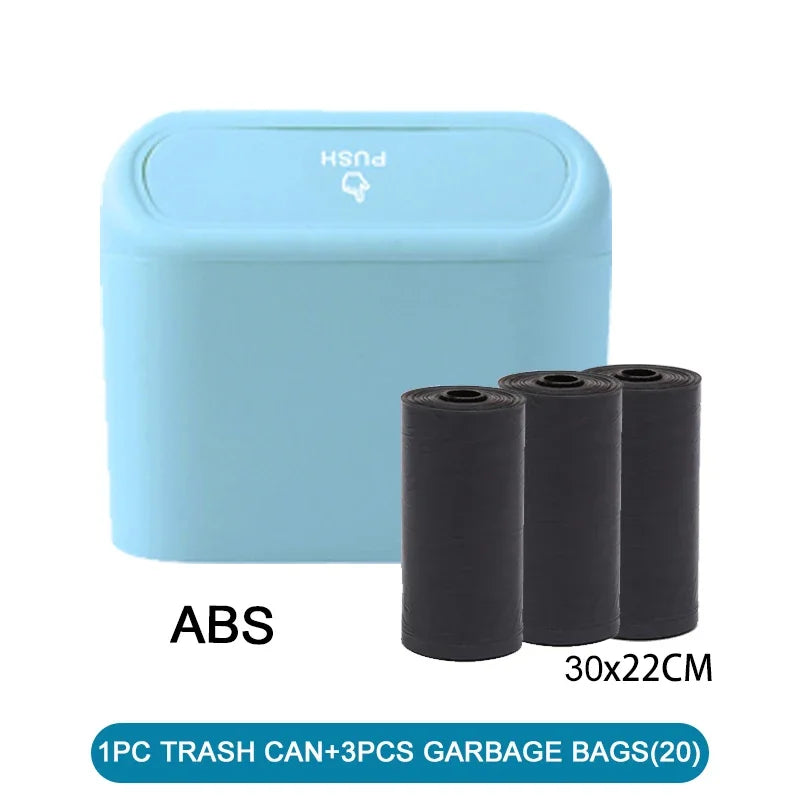 Car Trash Can with Lid – Mini Leak-Proof Bin with Garbage Bags