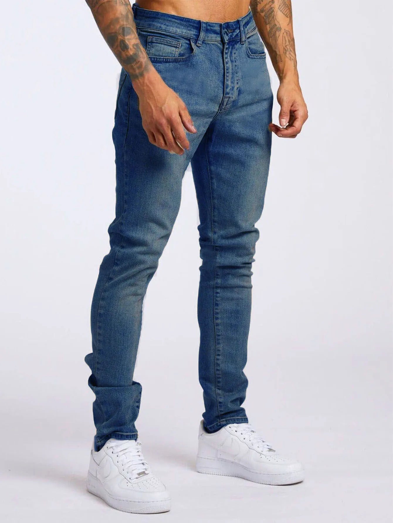 Men's Stretch Slim Jeans — Washed Vintage Denim