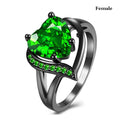 Heart Rhinestone & Celtic Dragon Couple Ring Set | His & Hers Wedding & Anniversary Jewelry