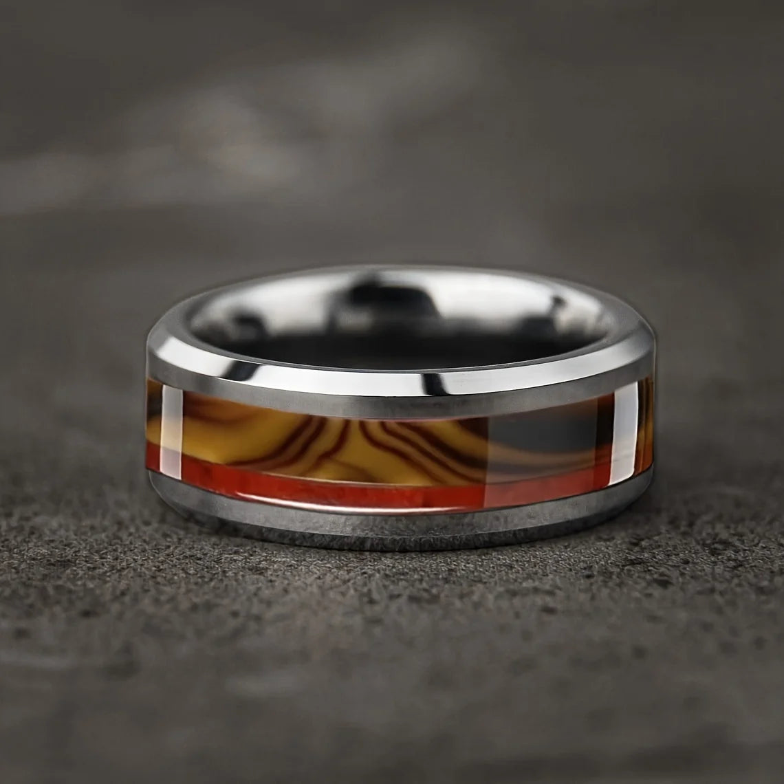 Anillo de acero inoxidable ciberpunk de 8 mm | Joyería gótica punk rockera para hombres y mujeres