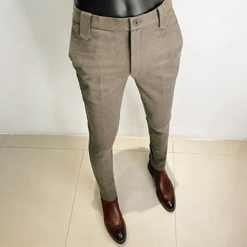 Men's Thickened Woolen Suit Pants - Slim Fit (28-36)