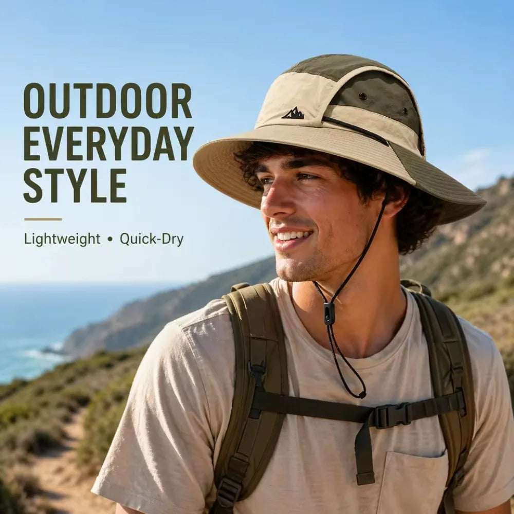 Summer Outdoor Sun Protection Hat for Women Men Hiking Fishing Sunscreen Visor Cap Large Brim Shawl Quick Drying Fisherman Hat