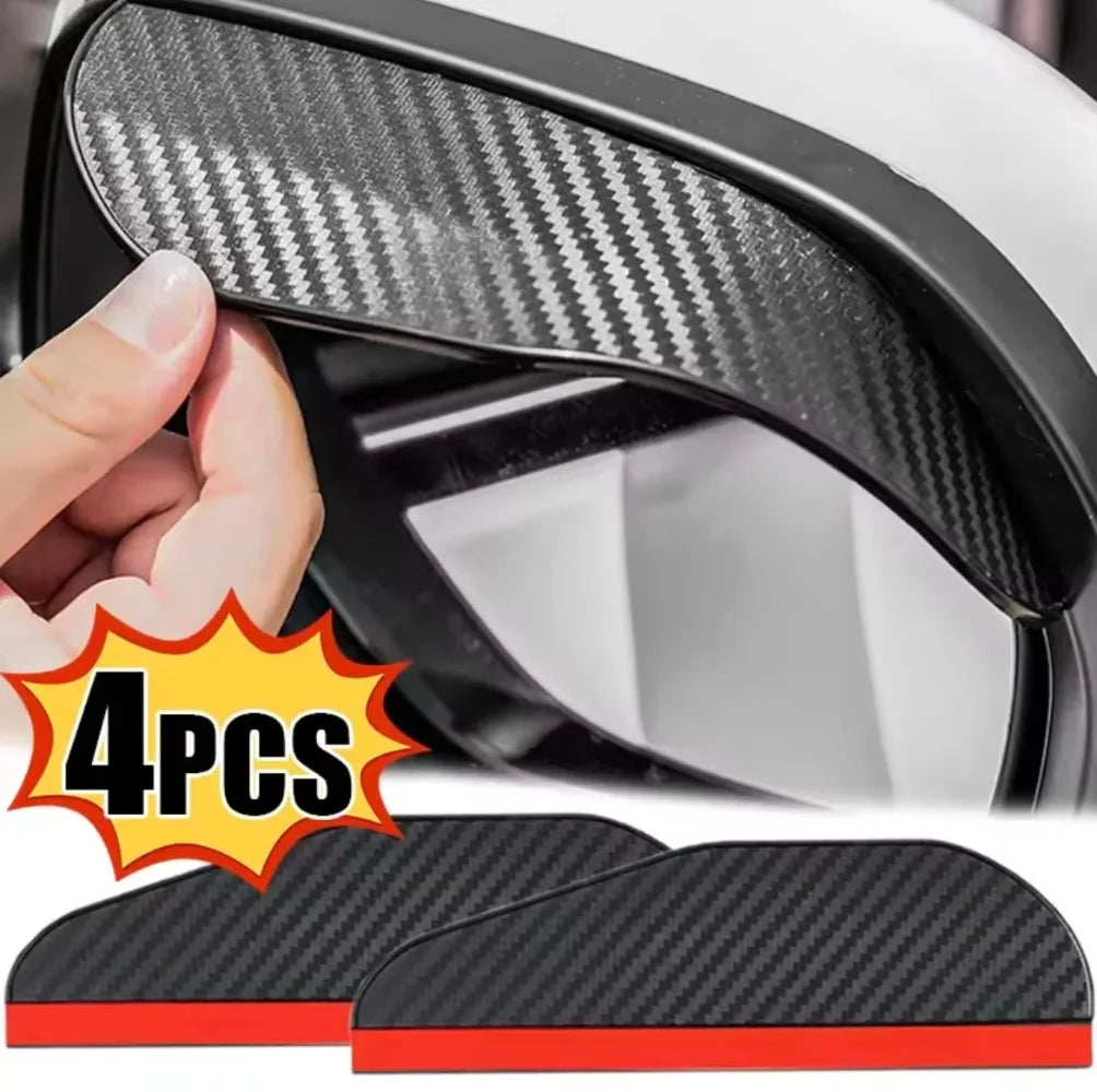 Car Rearview Mirror Rain Eyebrow Visor – Carbon Fiber Sun Shade & Rain Shield | 2 or 4 PCS