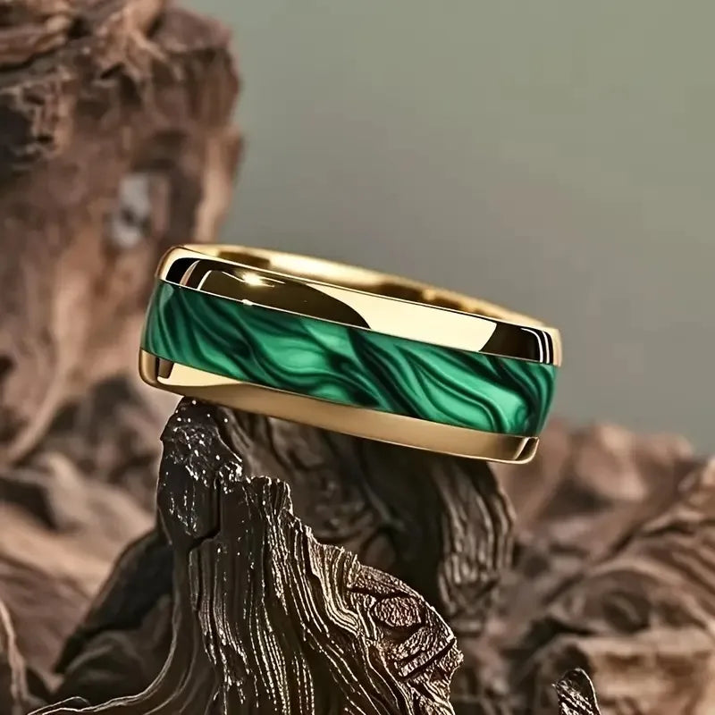 Anillo de acero inoxidable ciberpunk de 8 mm | Joyería gótica punk rockera para hombres y mujeres