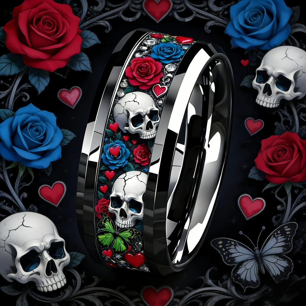 Cyberpunk 8mm Stainless Steel Ring | Gothic Punk Biker Jewelry for Men & Women
