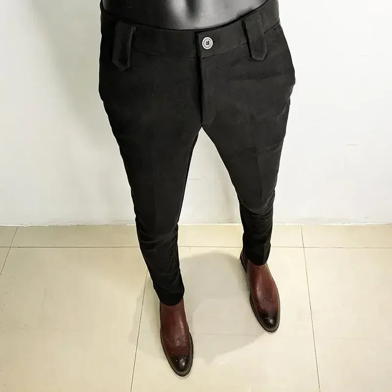 Men's Thickened Woolen Suit Pants - Slim Fit (28-36)
