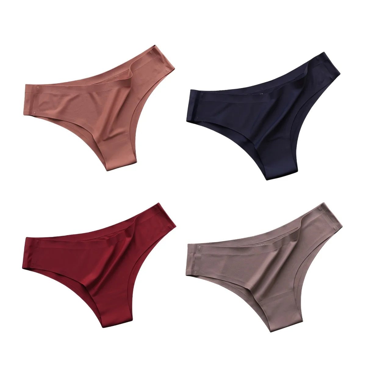 Women's 4-Pack Seamless Ice Silk Brazilian Panties | Low-Rise Bikini Briefs M-XL