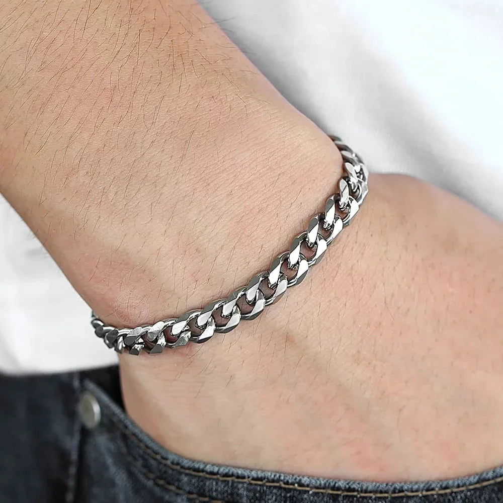 Stainless Steel Cuban Chain Bracelet – 3 to 10mm Widths | Men & Women