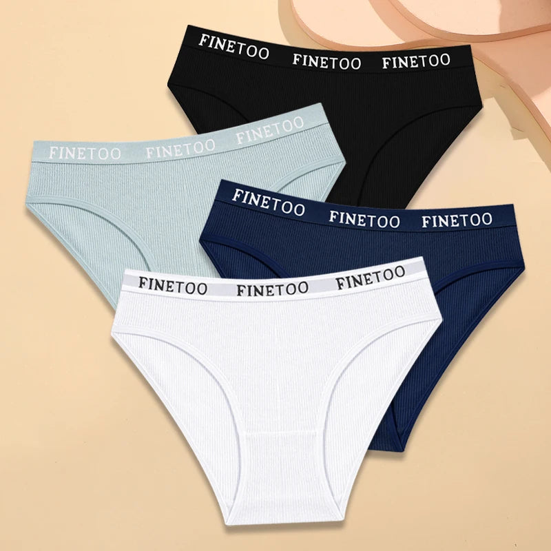 Women's 4-Pack Cotton Striped Briefs | Low-Rise Breathable Underwear M-XXL