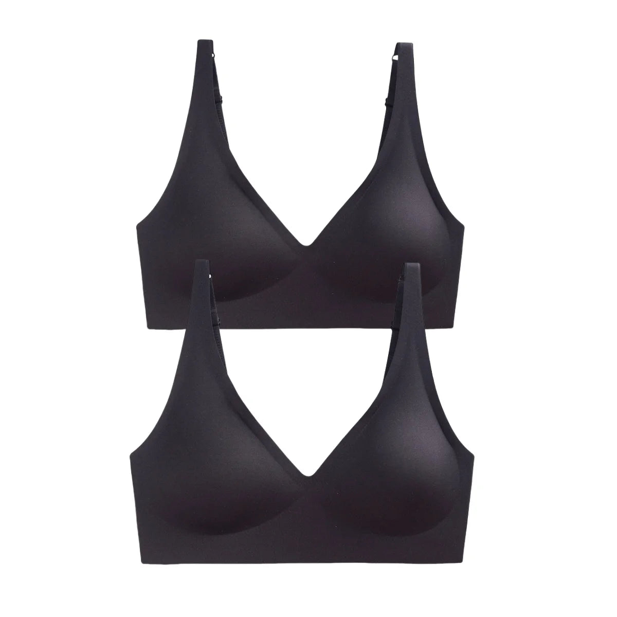 2-Pack Seamless Wireless Bras for Women | Deep V Push-Up Bralette | Soft Padded Convertible Straps S-2XL