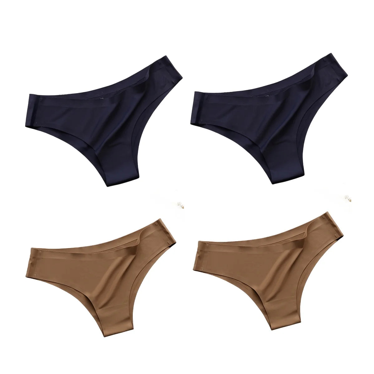 Women's 4-Pack Seamless Ice Silk Brazilian Panties | Low-Rise Bikini Briefs M-XL