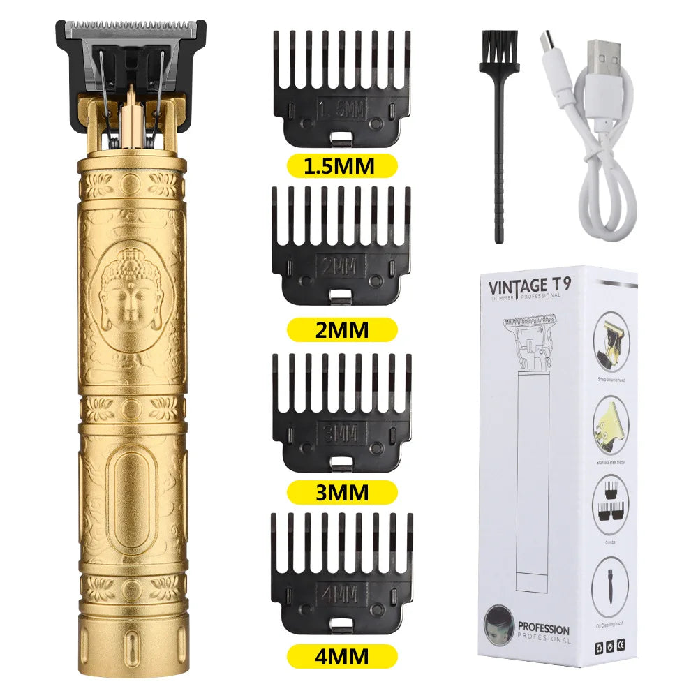 Retro T9 Hair Clipper Set — Professional Haircutting Machine with Accessories